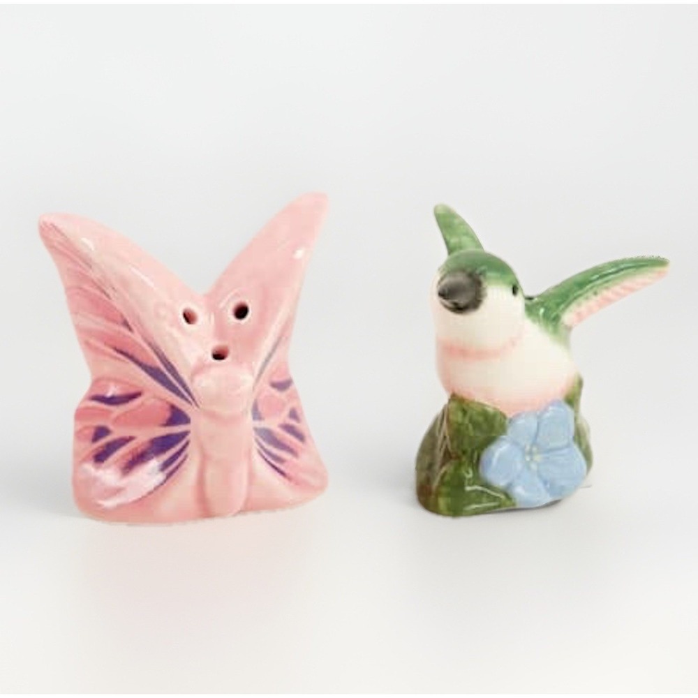 Cracker Barrel Mini Hummingbird And Butterfly Salt & Pepper Shakers NEW